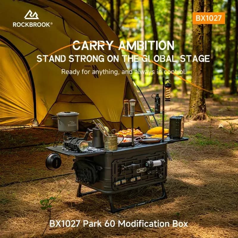 ROCKBROOK BX1027 60L Camping Gear Storage Box with Side Open Door