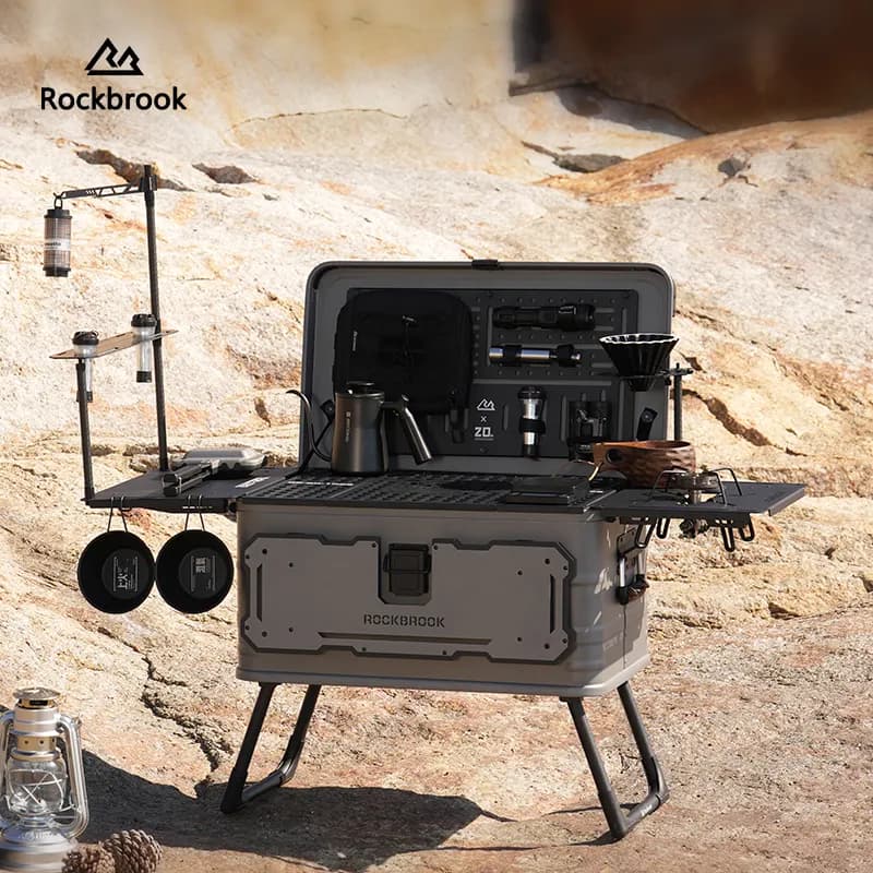 ROCKBROOK BX1025 50L Camping Kitchen Box with Foldable Stand